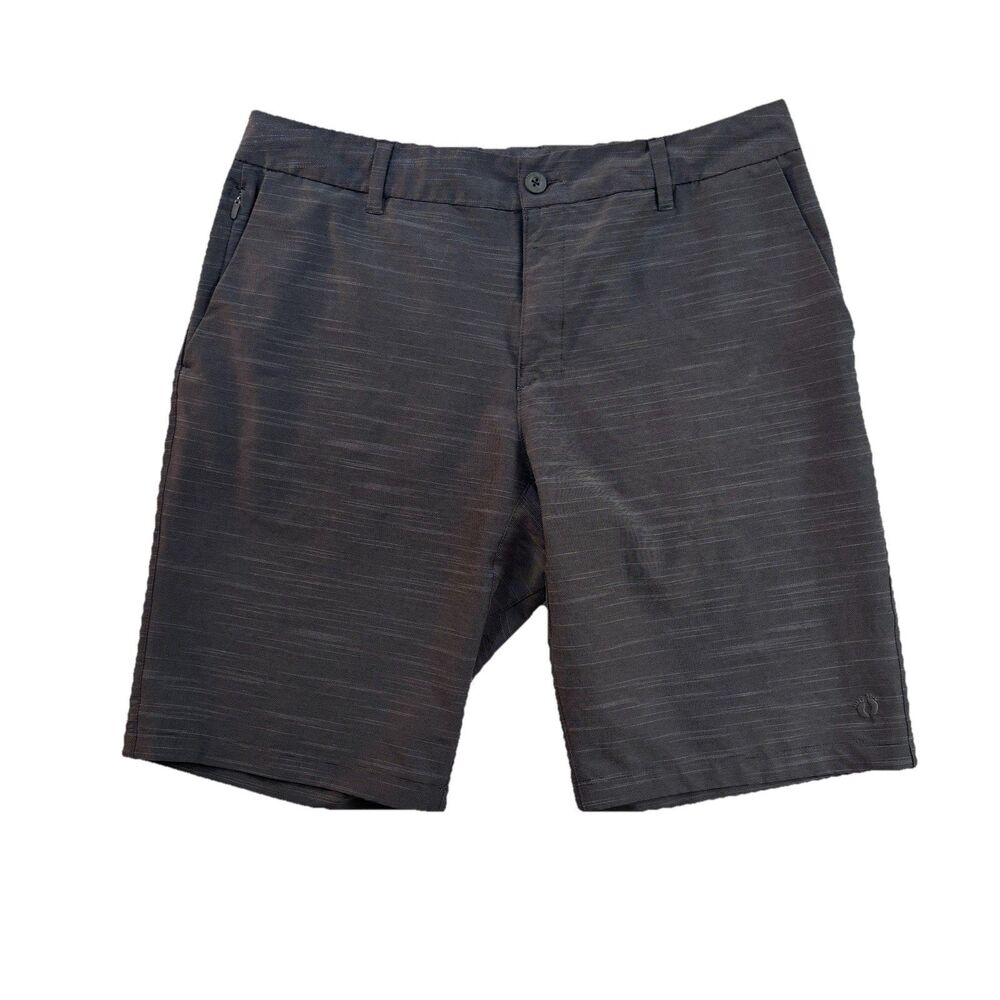 Hang Ten Men's Shorts Flat Front Size 34 Dark Gray / Black Heathered Pockets